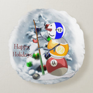 Coussins Ronds Billard Ball Snowman Noël