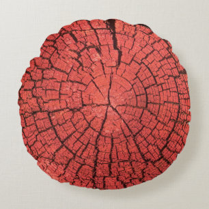 Coussins Ronds Bille de bois séchée coupe transversale bois rouge