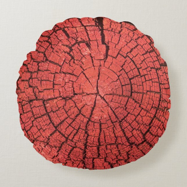 Coussins Ronds Bille de bois séchée coupe transversale bois rouge (Devant)