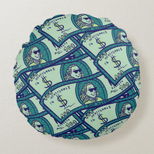 Coussins Ronds Billets de dollar : motif d'argent continu