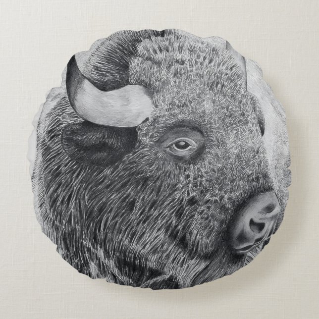 Coussins Ronds Bison d'Amérique (Devant)
