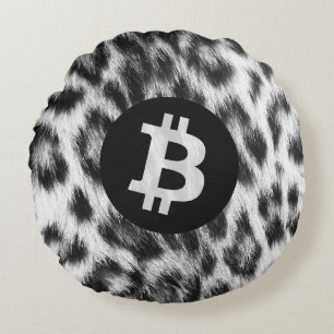 Coussins Ronds Bitcoin Animal (léopard des neiges, Style 1)