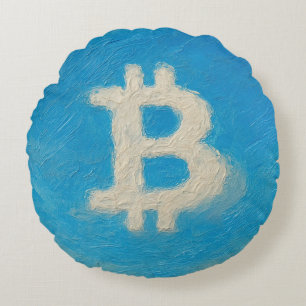 Coussins Ronds Bitcoin Blue Sky (Huile, Style: 1)