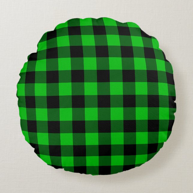 Coussins Ronds Black and Green Round Pillow (Devant)