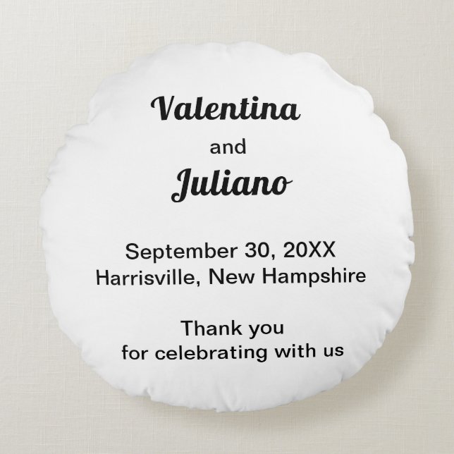 Coussins Ronds Black and White Round Wedding Throw Pillow (Devant)