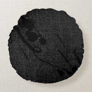 Coussins Ronds Black Burlap Moderne Peinture Abstraite