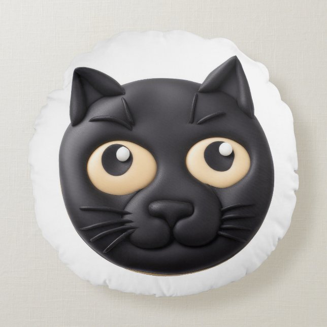 Coussins Ronds Black Cat 3D Inspiré (Devant)