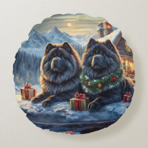 Coussins Ronds Black Chows Holiday Design par Rich AMeN Gill