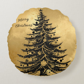 Coussins Ronds Black Gold Christmas Tree , Luxury