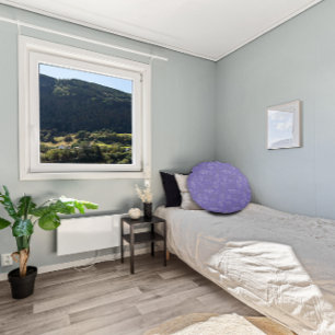 Coussins Ronds Blanc gris feuille lavande motif