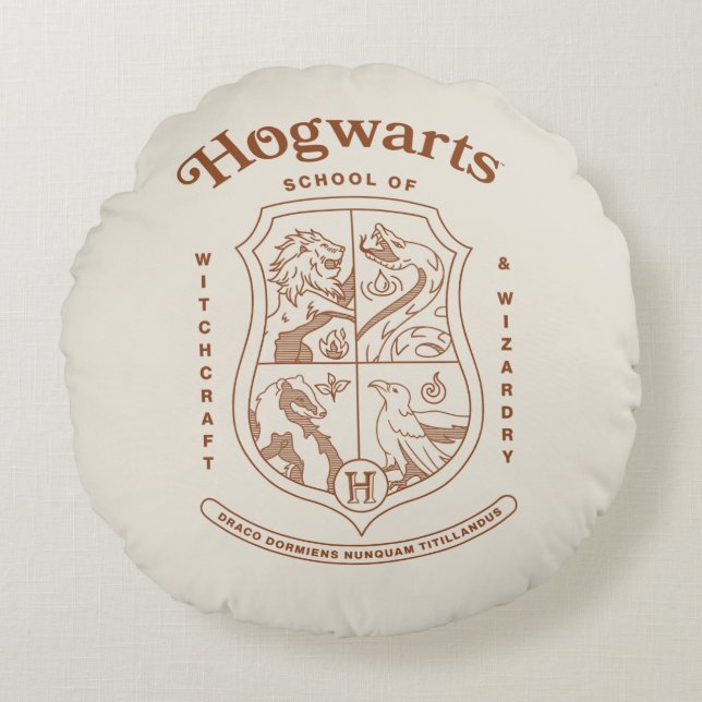 Coussins Ronds Blason de l'école de sorcellerie et de wizardry HO (Devant)