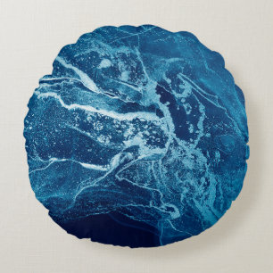 Coussins Ronds Bleu Abstrait. Bleu et blanc Blots. Effacer
