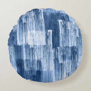 Coussins Ronds Bleu Aquarelles : Motif géométrique