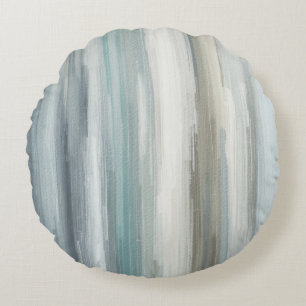 Coussins Ronds Bleu Clair Turquoise Gris Brun Rayure Abstraite