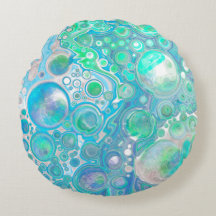 Bleu de mer Bulles Abstraites Jeter Oreiller