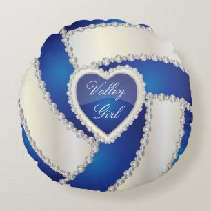Coussins Ronds Bleu des textes   du volleyball   do-it-yourself