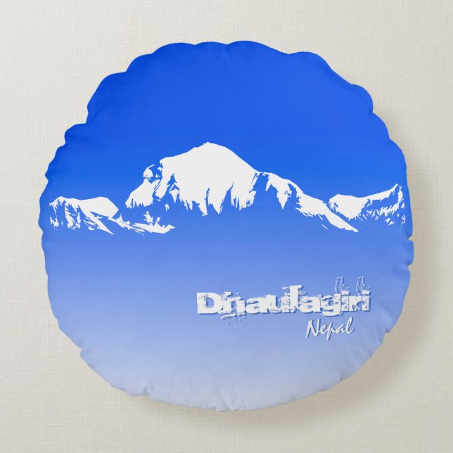 Coussins Ronds Bleu Dhaulagiri Népal (Devant)