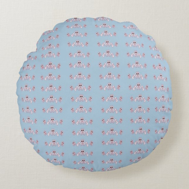 Coussins Ronds Bleu et canneberge (Devant)