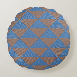 Coussins Ronds Bleu et marron motif diamant géométrique   Moderne