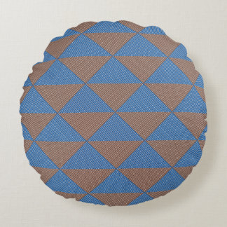 Coussins Ronds Bleu et marron motif diamant géométrique | Moderne
