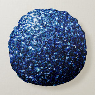 Coussins Ronds Bleu foncé profond brillant faux paillettes scinti