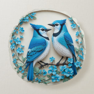 Coussins Ronds Bleu Jay Décoration Nature Confortable & Cadeau po