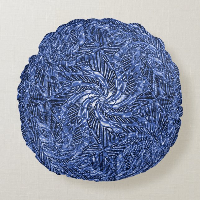 Coussins Ronds Bleu Jean tourbillon (Devant)