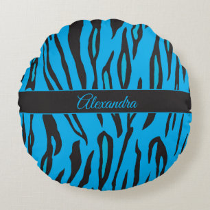 Coussins Ronds Bleu joli et Girl et noir Tiger raypes