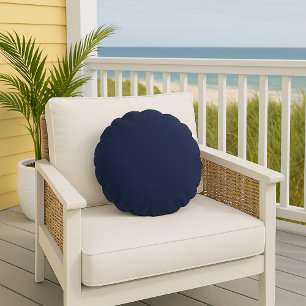 Coussins Ronds Bleu Marine Uni Couleur Simple Accent Décoratif