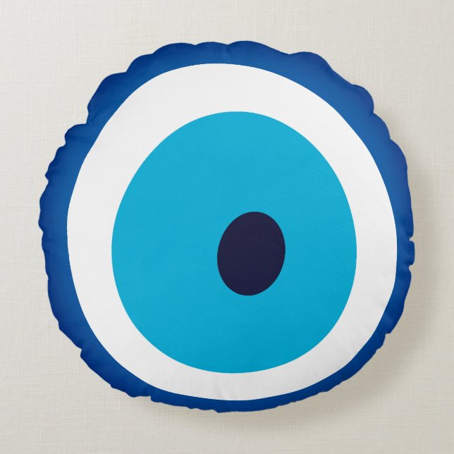 Coussins Ronds Bleu Oeil Lucky Charme (Devant)