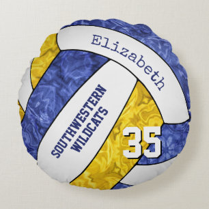 Coussins Ronds bleu or sport gardien cadeau filles volley-ball