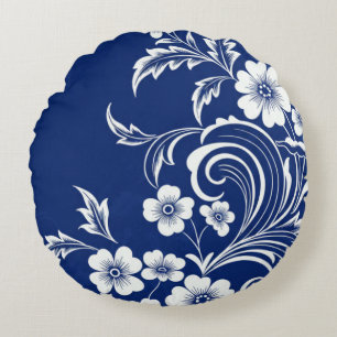 Coussins Ronds Bleu Porcelaine