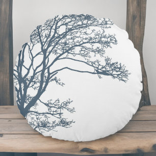 Coussins Ronds Bleu Simple Arbre Bohème