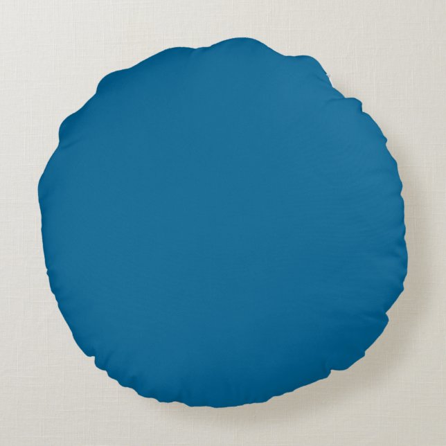 Coussins Ronds Bleu uni couleur pleine (Dos)