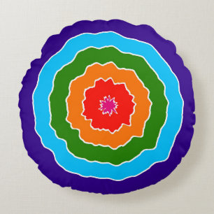 Coussins Ronds bleu violet vert orange rouge