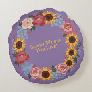 Coussins Ronds Bloom where you live - Floral Wreath