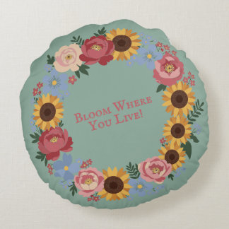 Coussins Ronds Bloom where you live - Floral Wreath