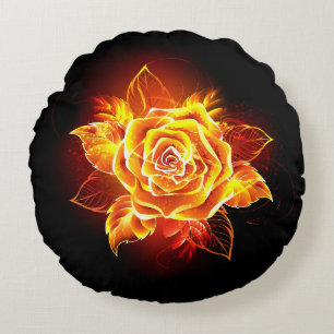 Coussins Ronds Blooming Fire Rose