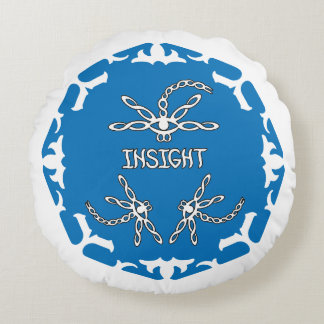 Coussins Ronds Blue, 3rd Eye Chakra "Insight" Dragonfly White BG