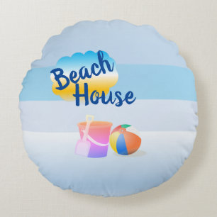 Coussins ronds Blue and Pink Beach House