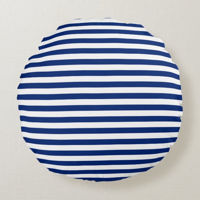 Coussins Ronds Blue and White Stripes (Devant)