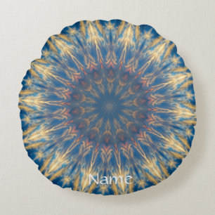 Coussins Ronds Blue Chakra Kaleidoscope Thunder_Cove