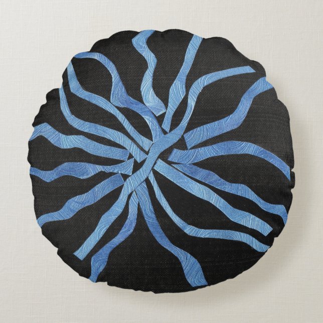 Coussins Ronds Blue Flower (Devant)