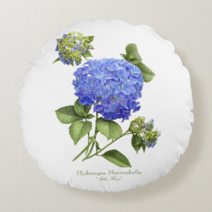 Coussins Ronds Blue Hydrangeas