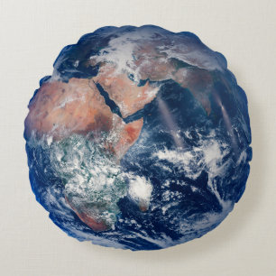 Coussins Ronds Blue Marble Earth, 2014 Photo satellite