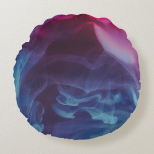 Coussins Ronds Blue, red, and black smoke digital wallpaper