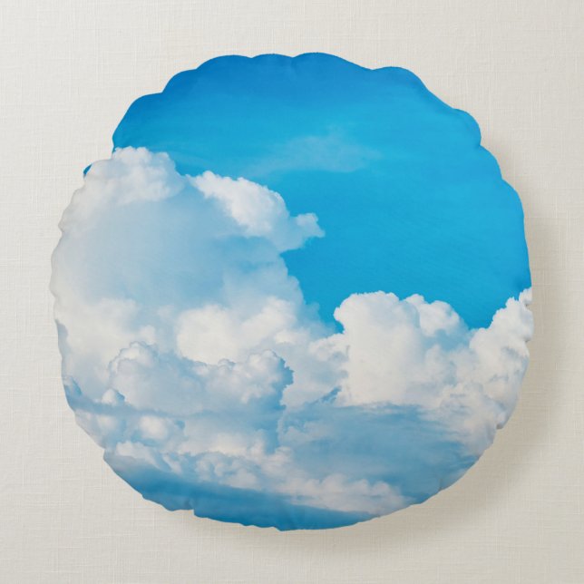 Coussins Ronds Blue sky background clouds white (Devant)