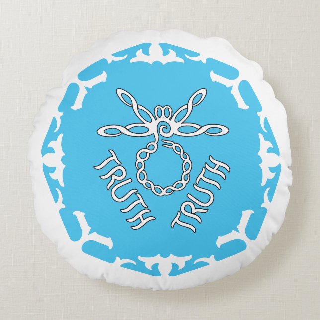 Coussins Ronds Blue Throat Chakra "Truth" Dragonfly White BG (Devant)
