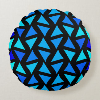 Coussins Ronds Blues Motif Abstrait