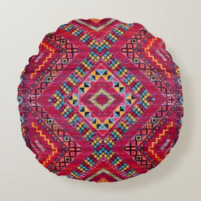 Coussins Ronds Blush Bazaar : Héritage Marocain Rose Elégance (Devant)
